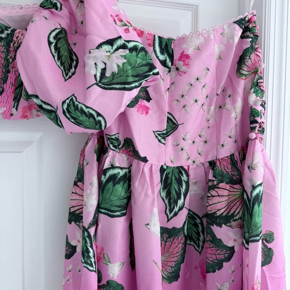 NWT L’ATISTE Pink Ombré Floral Butterfly Lace Up Maxi Skirt Top Matching Set S - Picture 10 of 13